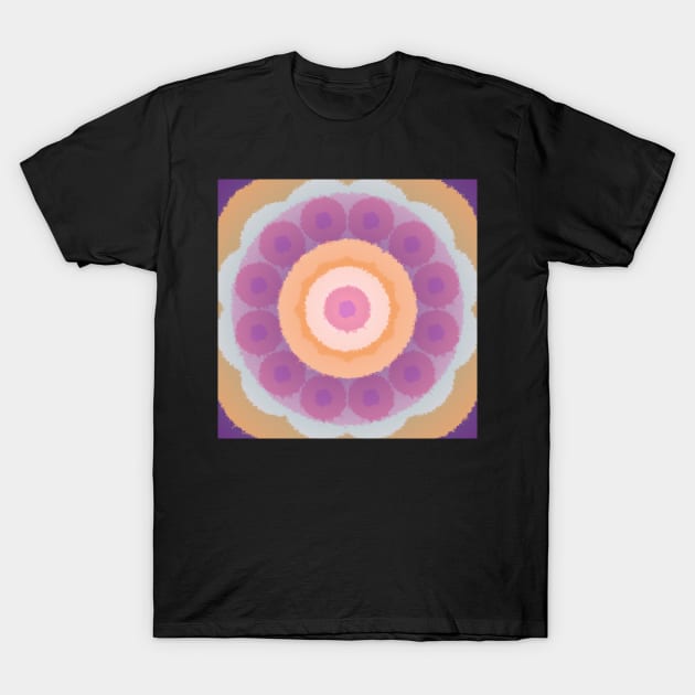 Circles Pattern of Blue, Purple, Orange and Pink T-Shirt by Peaceful Space AS